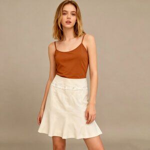 Apostrophe Skirt Womens 12 White Stretch Panel Fit & Flare Side Zipper